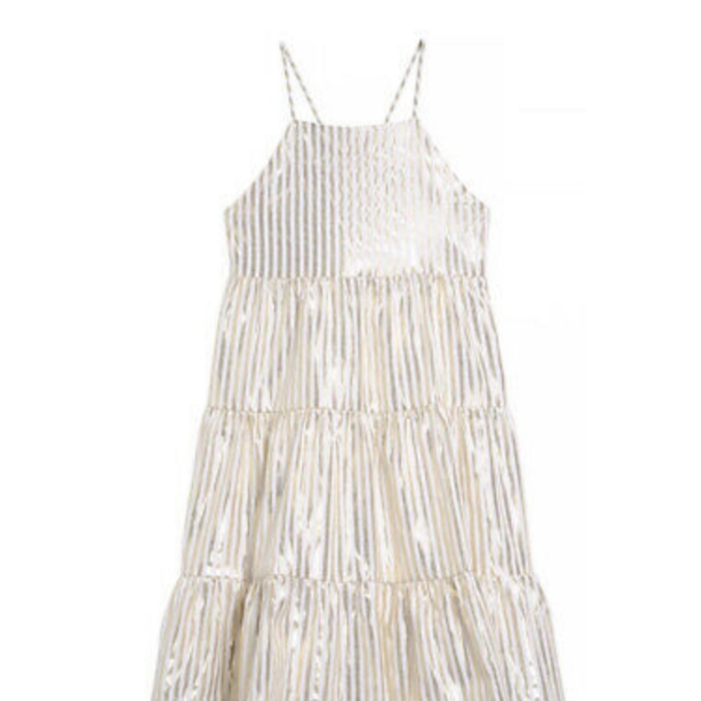 Seed Heritage Gold Metallic Stripe Girl's Dress Size 8